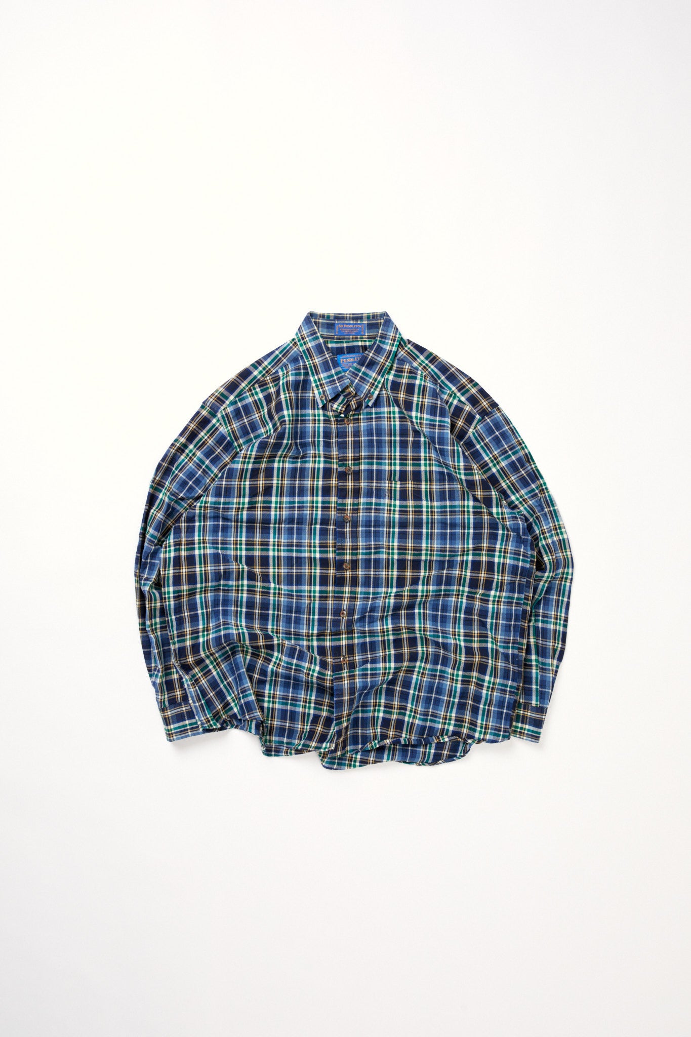 Exclusive Pendleton Worsted Wool Board Shirt Green Plaid